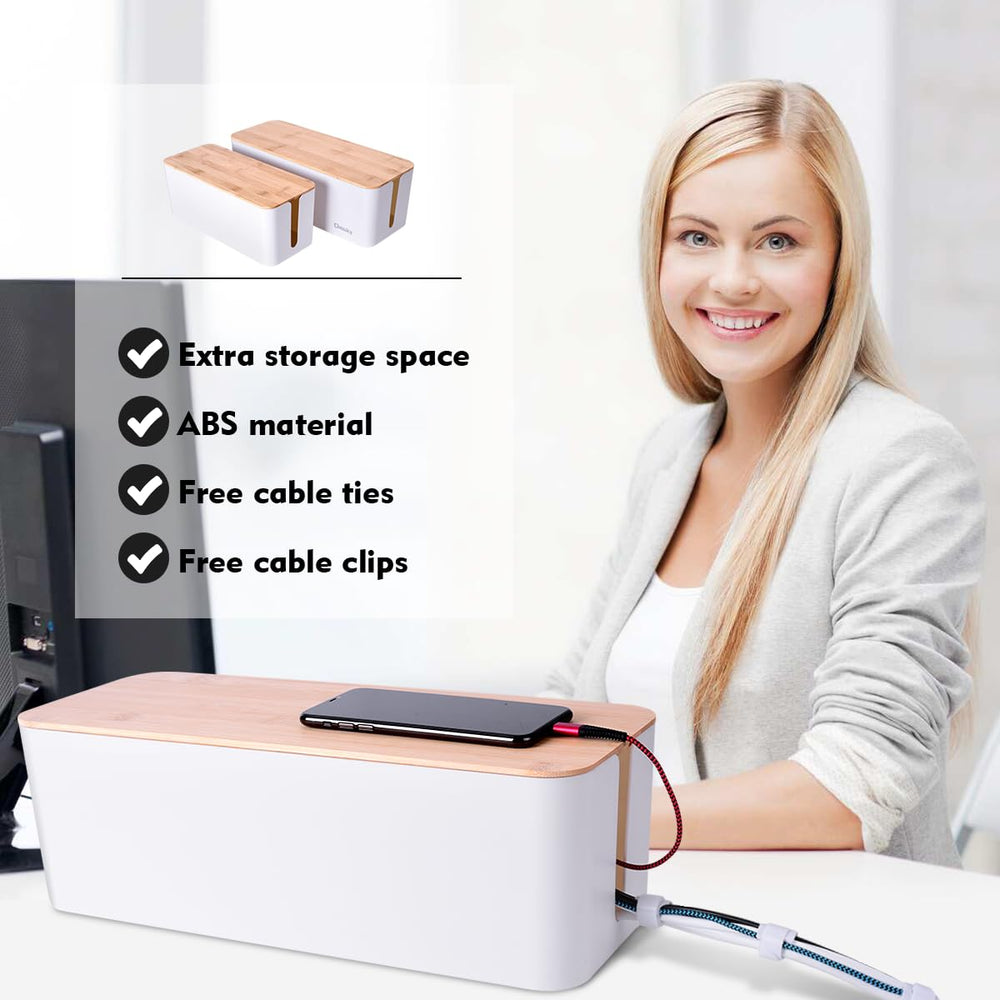Naeety caja en uso bajo escritorio reduce enredos y tropiezos