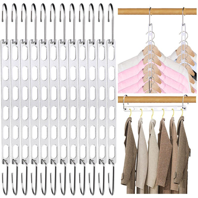 NAKBINX pack of 12 metal space-saving hangers front view showing neat organization benefit