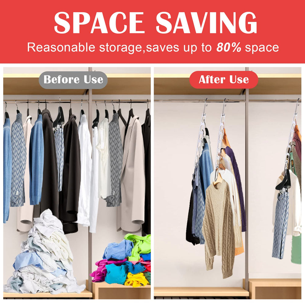 NAKBINX hanger in closet demonstrating vertical stacking to multiply hanging capacity