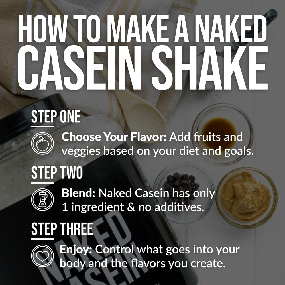 NAKED casein etiqueta nutricional legible que indica 26 g de proteína