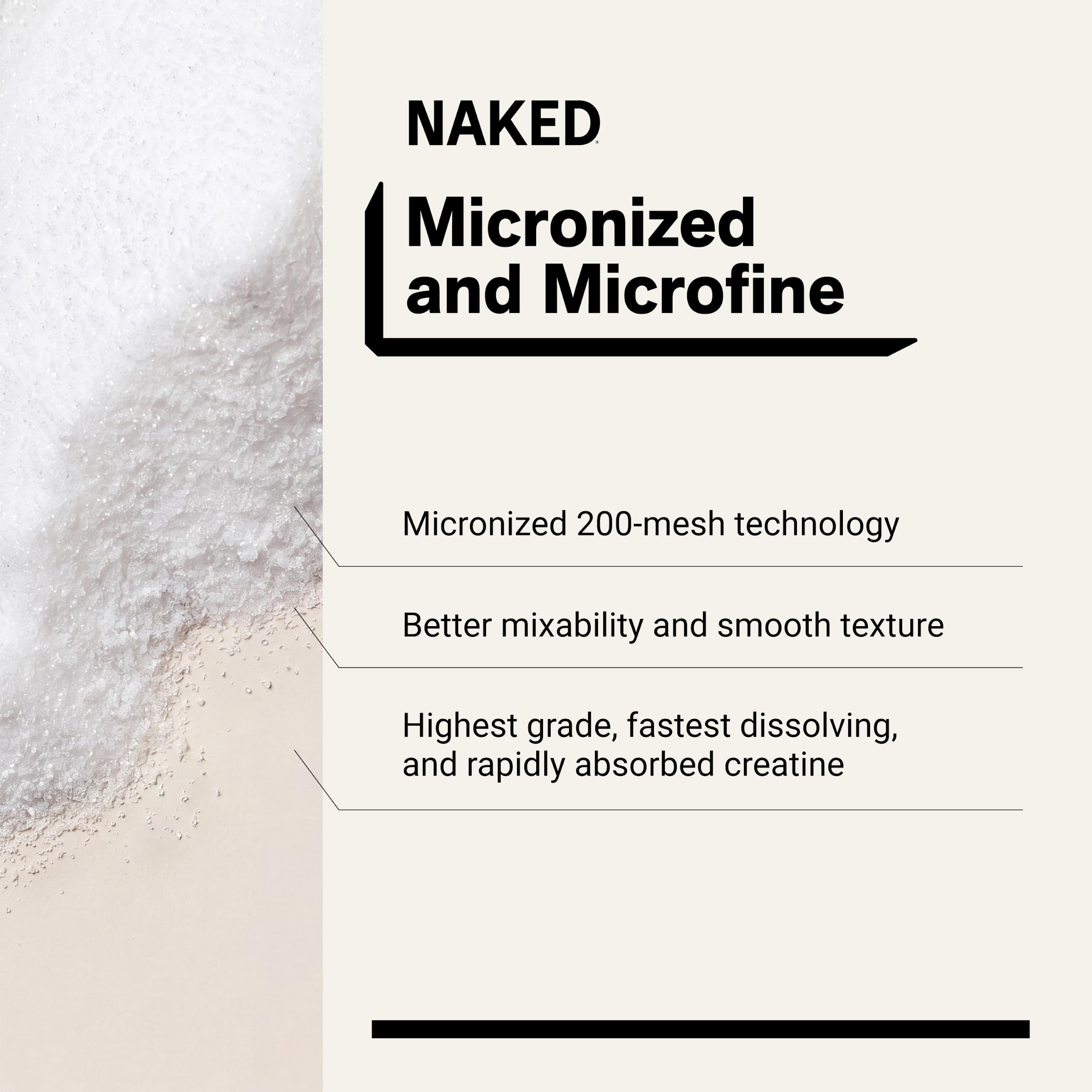 NAKED polvo disolviéndose en agua, mezcla rápida sin grumos