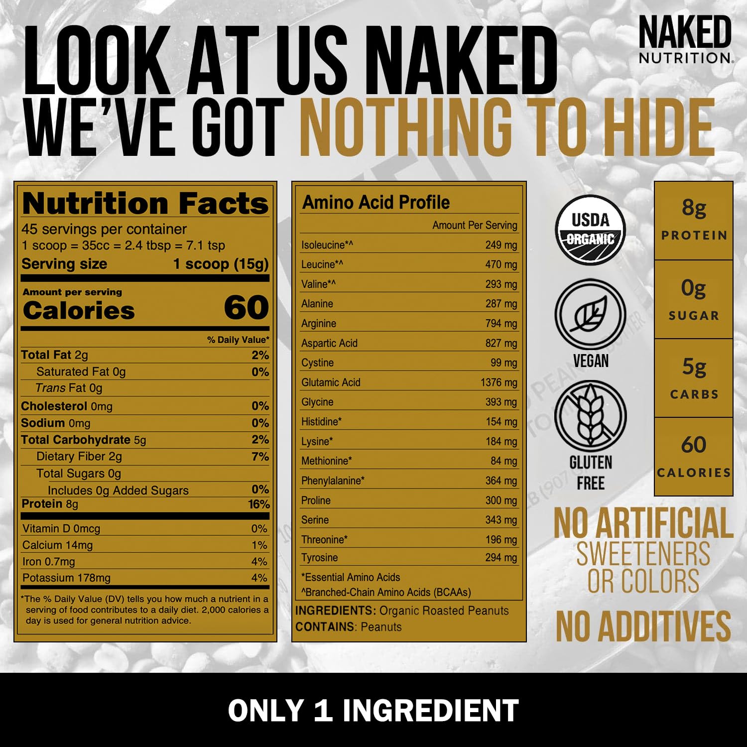 NAKED batido nutritivo preparado con polvo de cacahuete para energía
