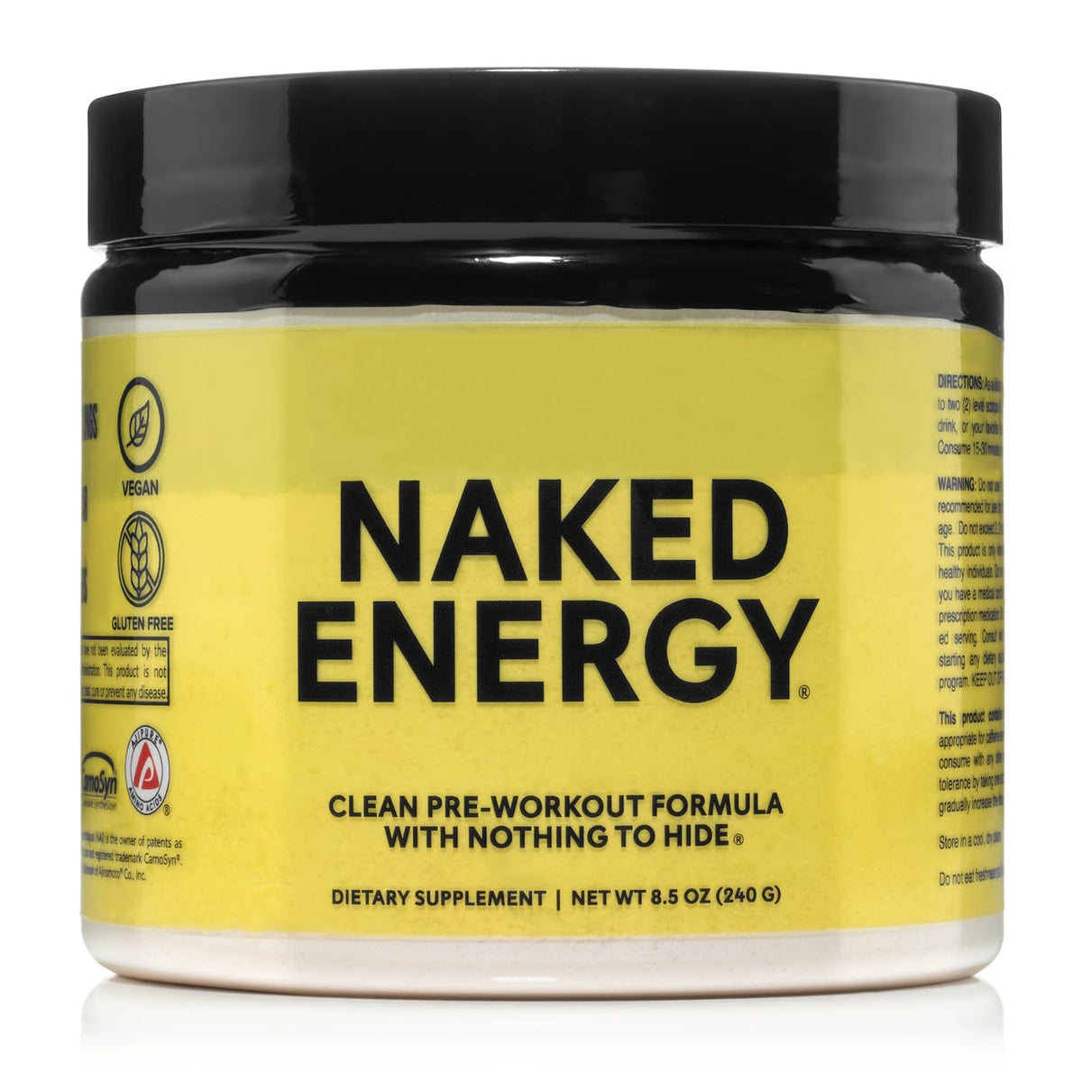 NAKED Energy envase frontal mostrando diseño y pureza del producto