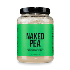 NAKED pea front tub showing clean single-ingredient packaging and benefits