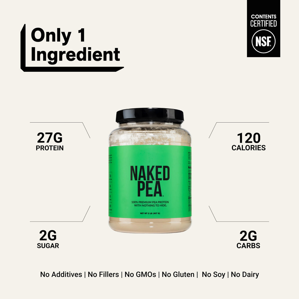 NAKED pea scoop measuring a serving demonstrating simple portion control