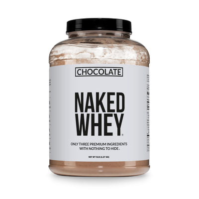 NAKED envase frontal del Whey Chocolate mostrando diseño y tamaño, confianza en pureza
