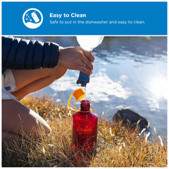 Nalgene boca estrecha en primer plano para beber sin salpicaduras y control de flujo