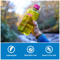 Nalgene marcas mL y oz en el lateral para medir líquidos y controlar ingesta