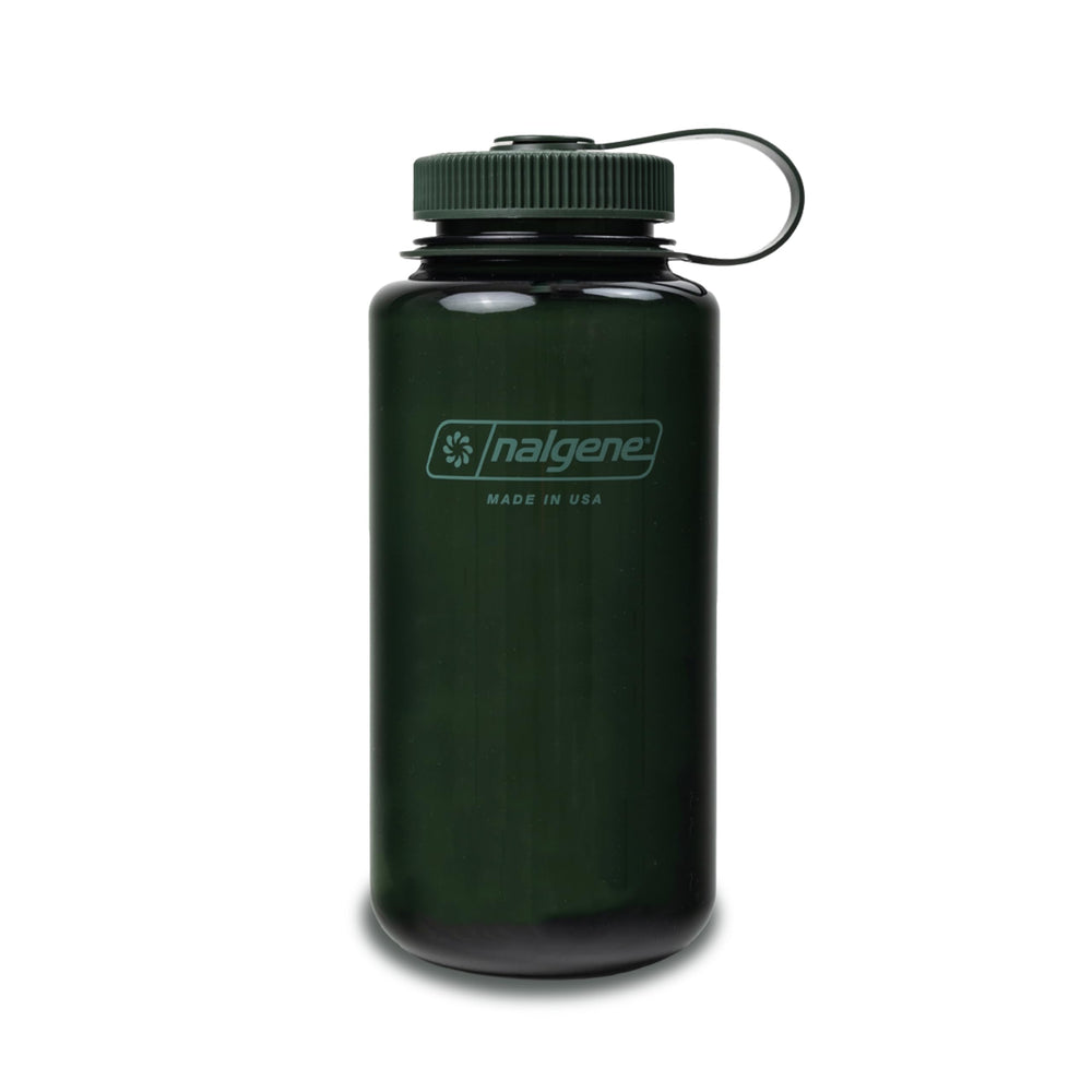 Nalgene botella jade vista frontal con cierre hermético y uso diario