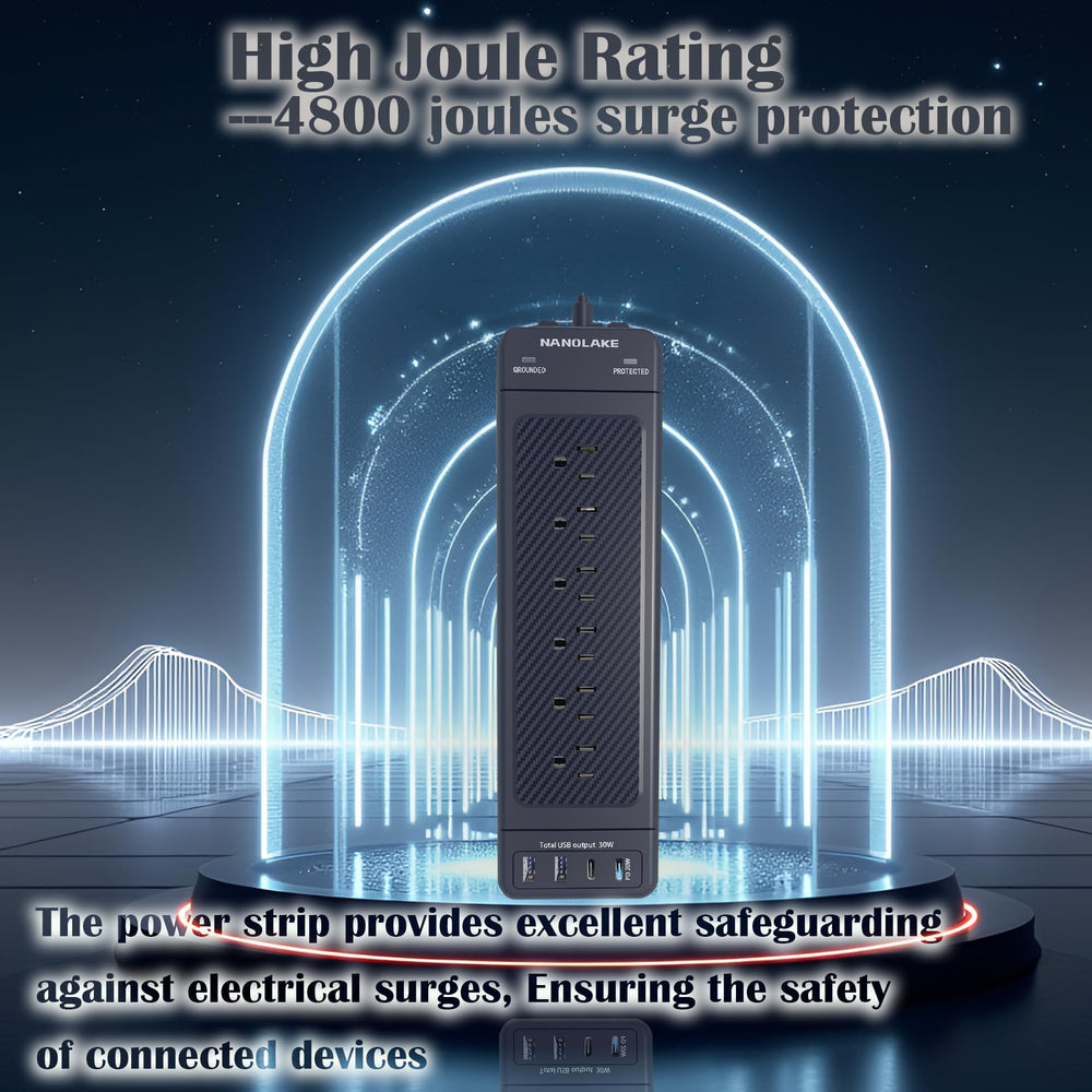 NANOLAKE clavija plana y cable de 10 pies para instalar en espacios estrechos