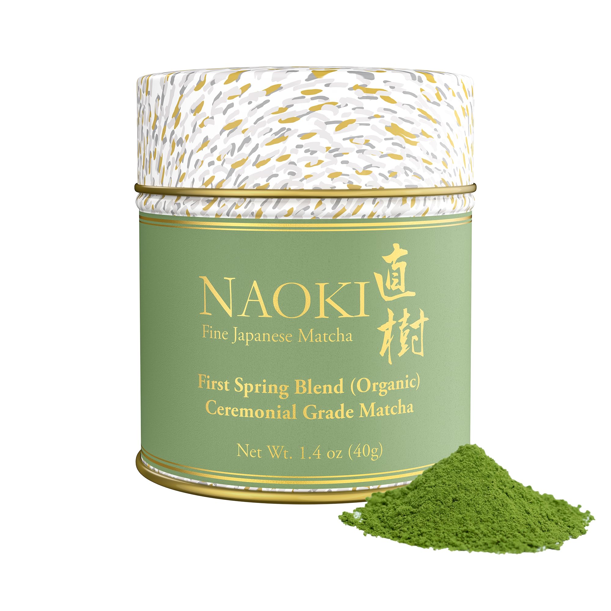 Naoki Matcha front packaging showing organic label and compact 40g size benefit