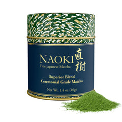 Naoki Matcha lata frontal mostrando el diseño y la frescura del producto