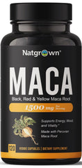 Natgrown frasco delantero de maca 120 ct mostrando presentación clara