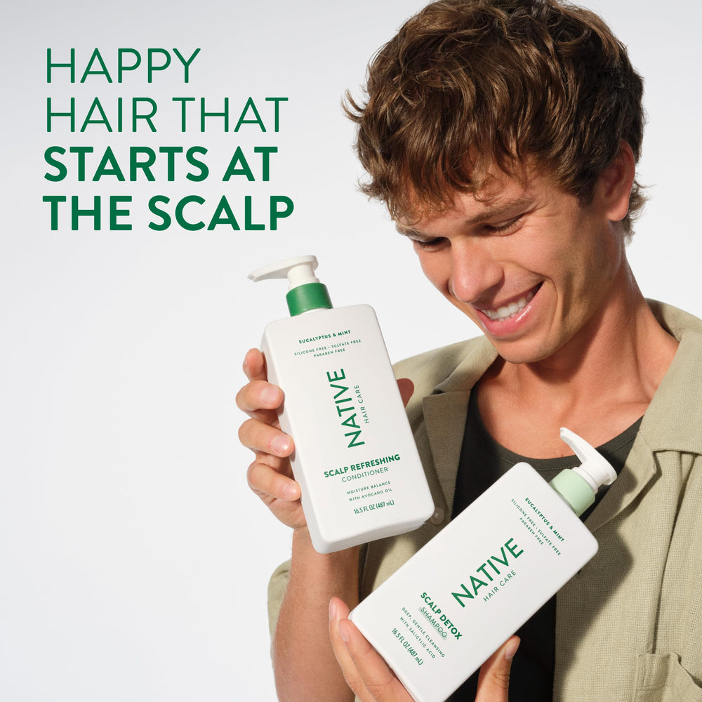 Native bottle label showing eucalyptus and mint graphics for refreshing scent