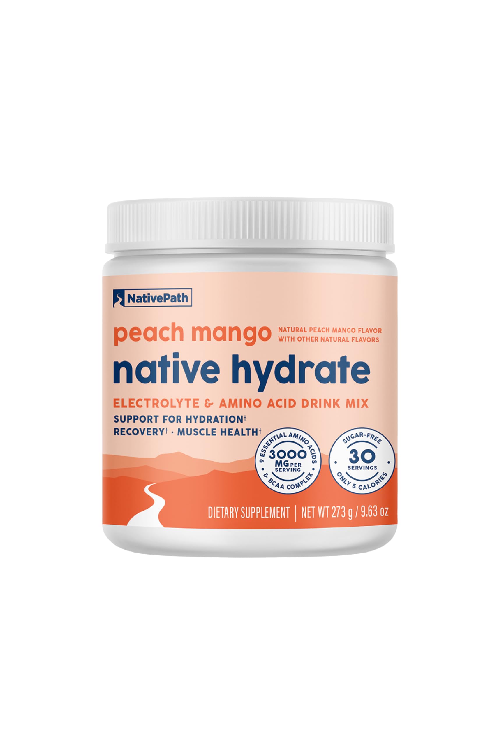 NativePath empaque frontal Peach Mango mostrando diseño y beneficios