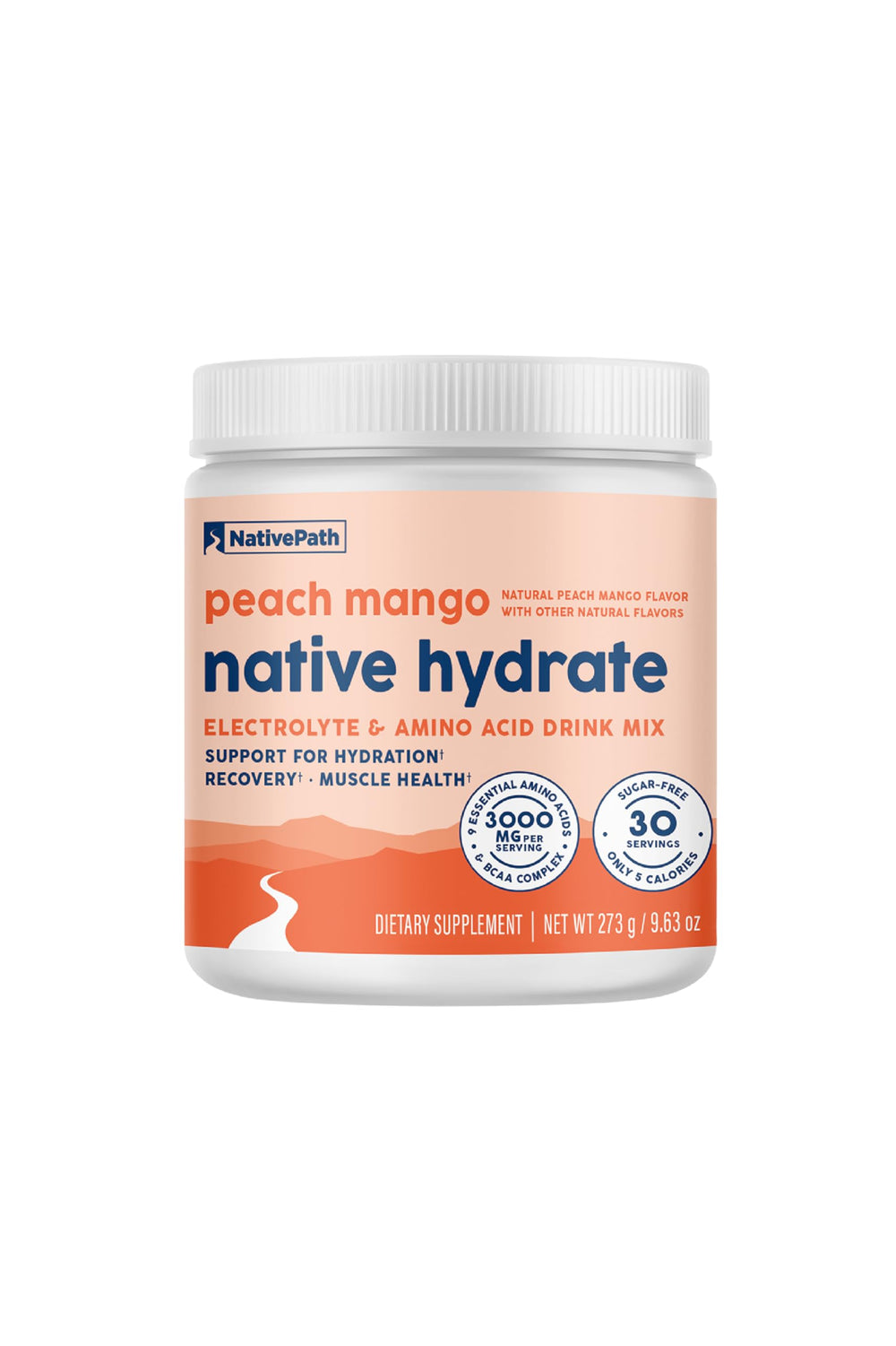 NativePath empaque frontal Peach Mango mostrando diseño y beneficios