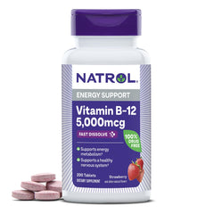 Natrol envase frontal con 200 tabletas mostrando la marca y beneficio de energía