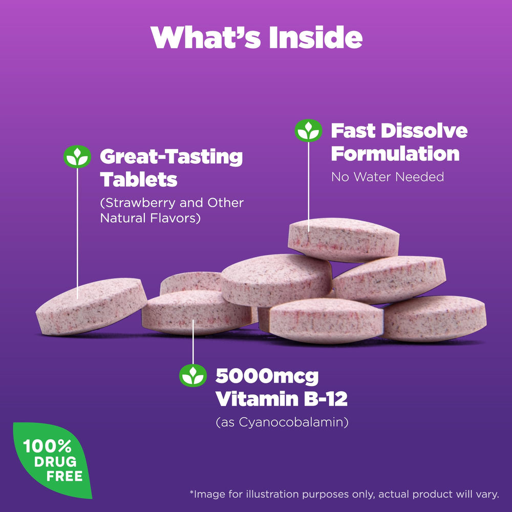 Natrol primer plano de la tableta para apreciar textura y disolución rápida