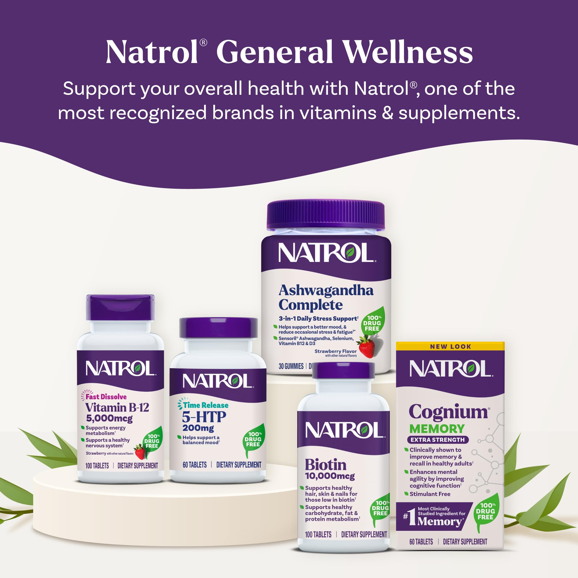 Natrol cognium etiqueta con información nutricional clara y lectura fácil