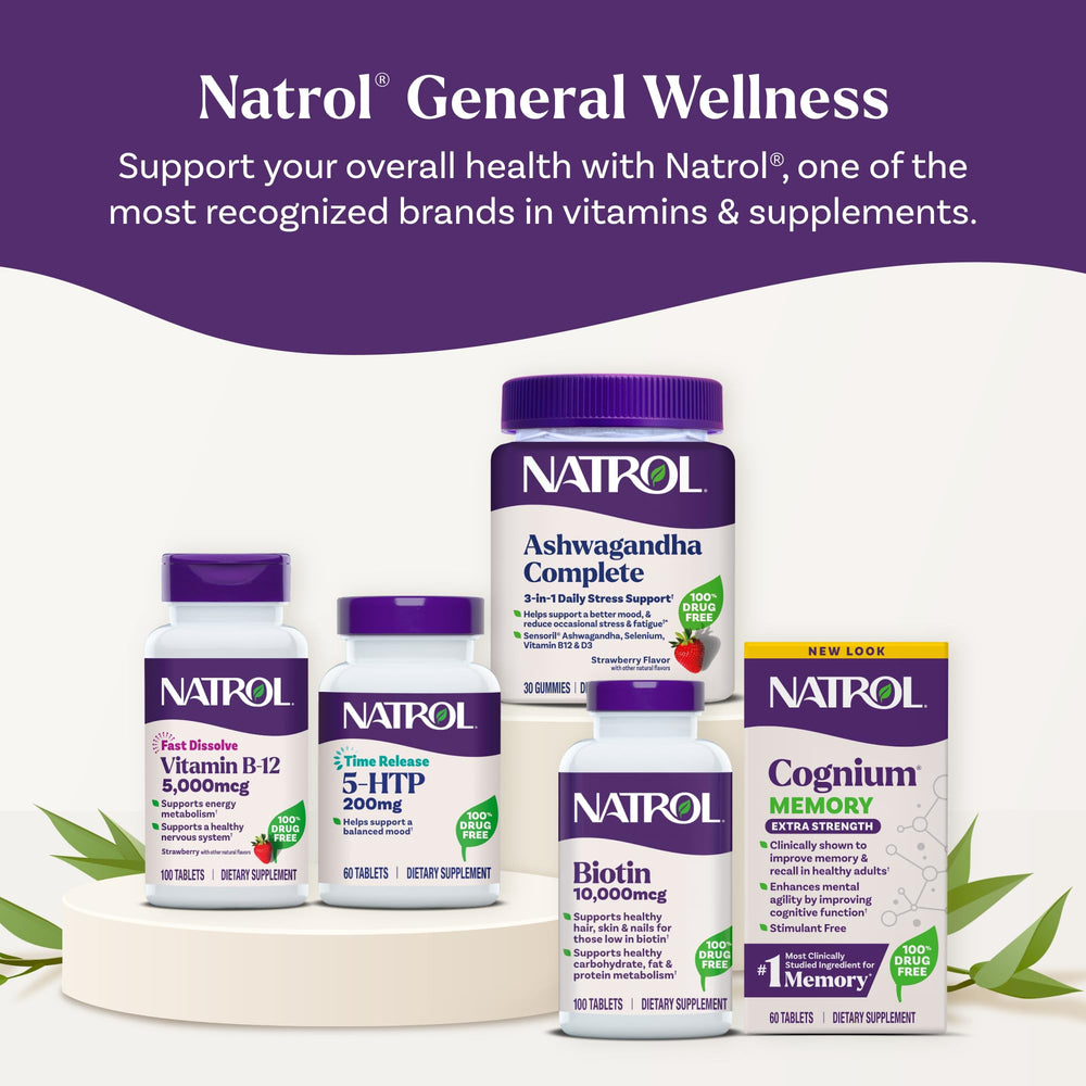 Natrol cognium etiqueta con información nutricional clara y lectura fácil