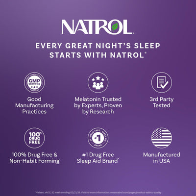 Natrol escena nocturna familiar ilustrando uso para rutina de sueño