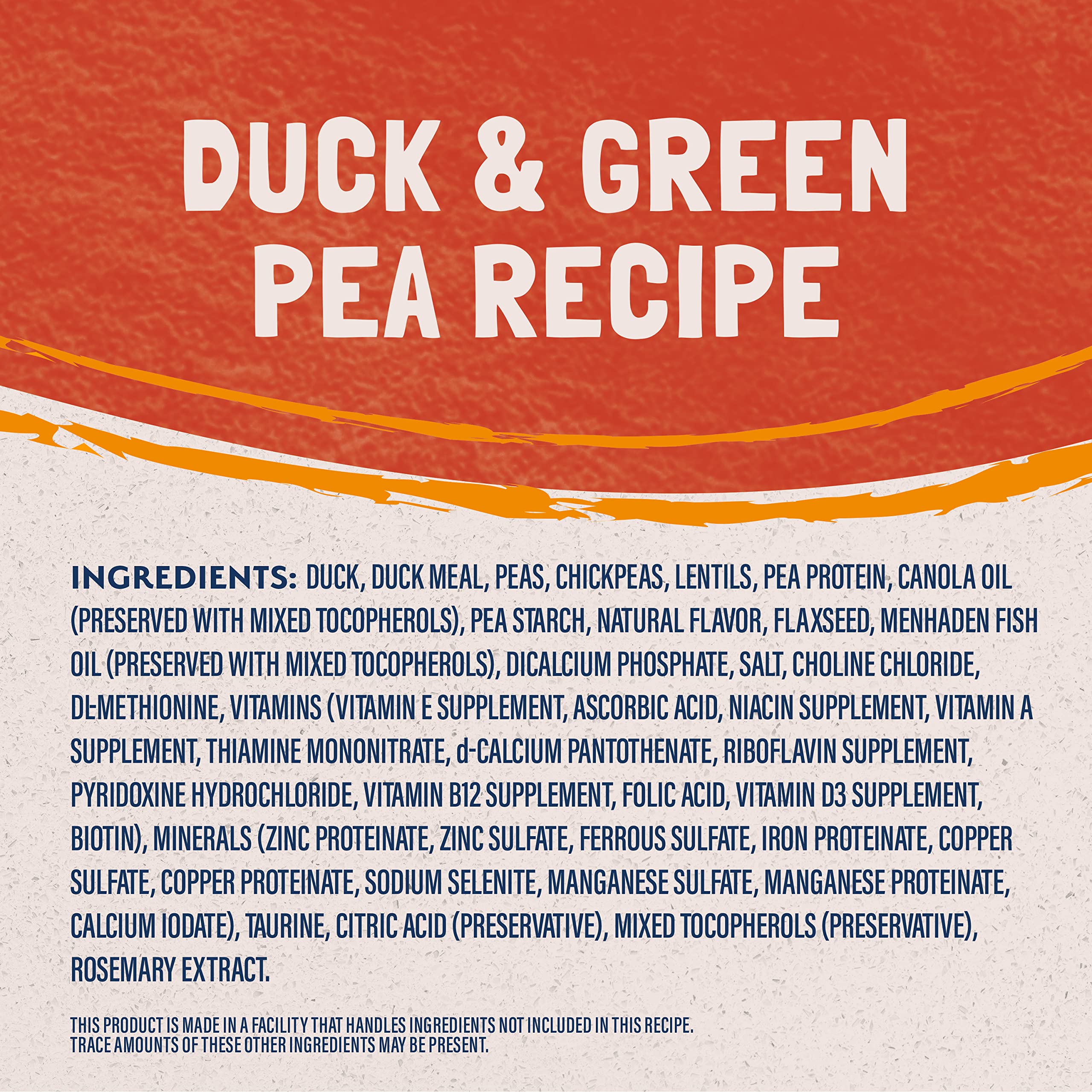 Natural Balance lista de ingredientes en la etiqueta destacando simplicidad