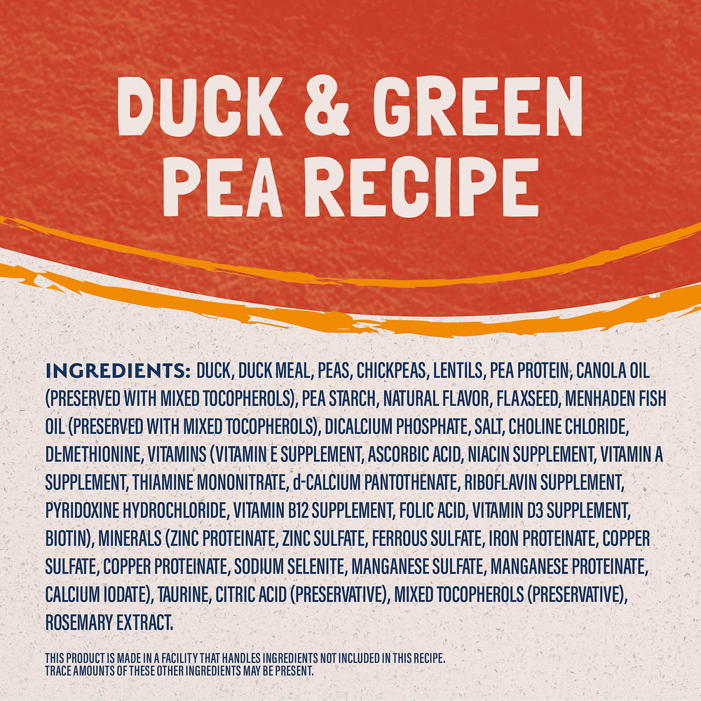 Natural Balance lista de ingredientes en la etiqueta destacando simplicidad