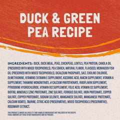 Natural Balance lista de ingredientes en la etiqueta destacando simplicidad