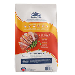 Natural Balance textura de croquetas con pato y guisante visible, digestión suave