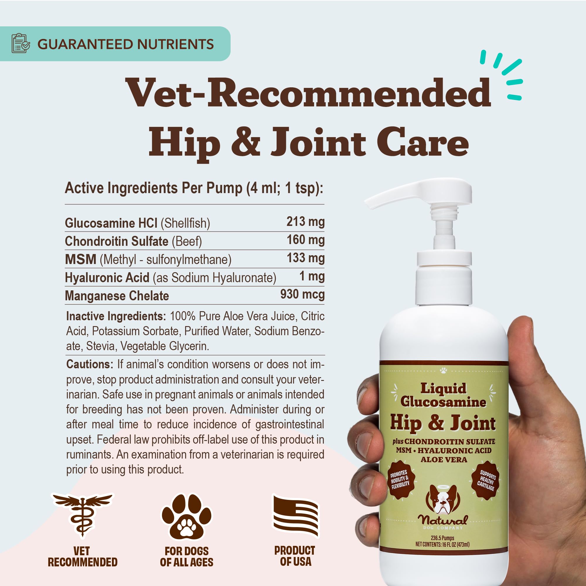 Natural Dog Company dueño dando suplemento líquido a perro con ventaja de aceptación