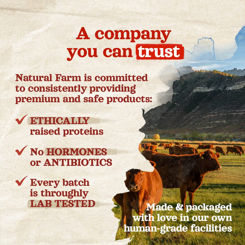 Natural Farm signo de origen responsable subrayando abastecimiento y calidad