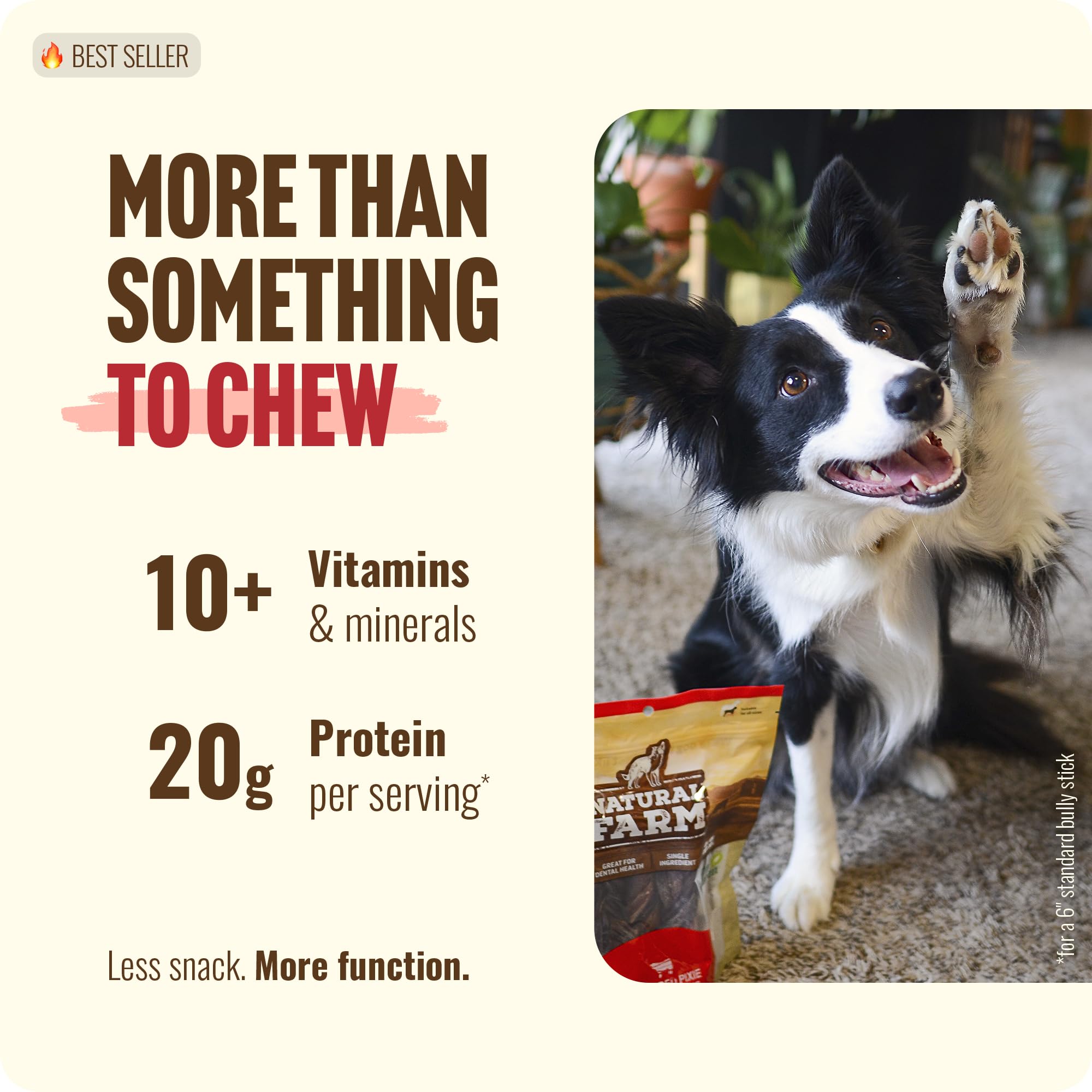 Natural Farm close-up of thin bully stick texture highlighting chew durability