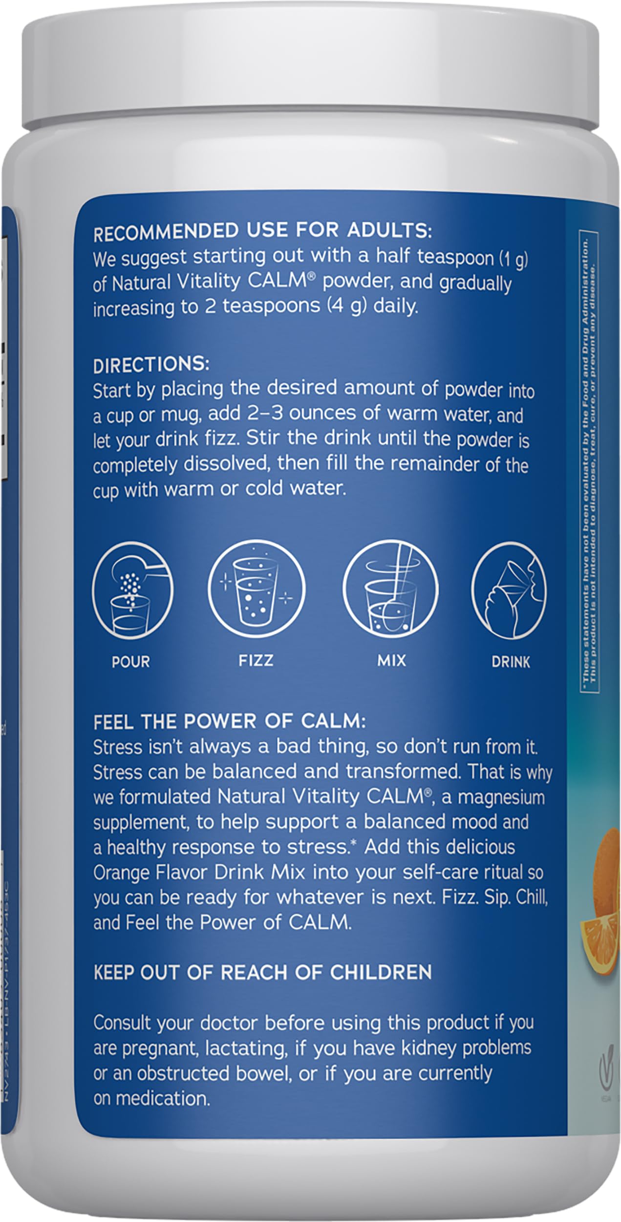 Natural Vitality bebida efervescente en vaso listo para beber y relajarse