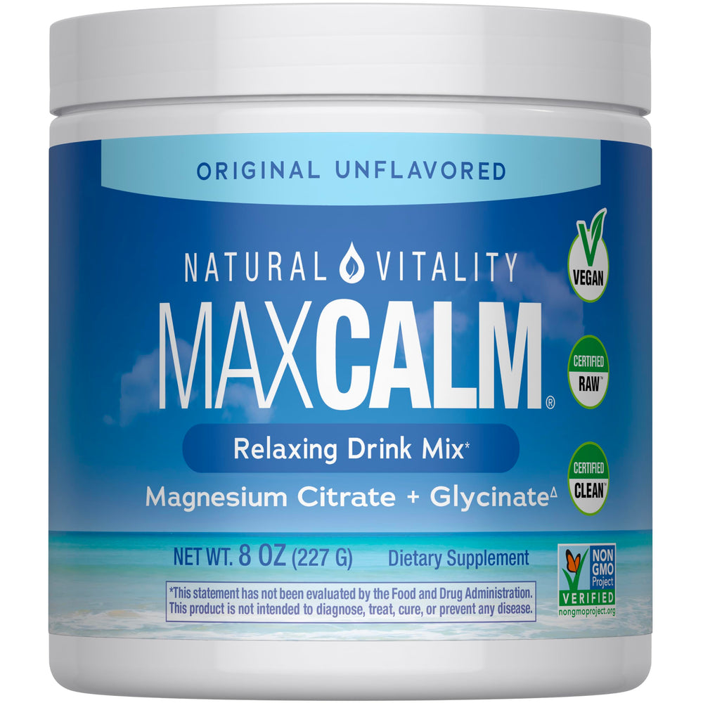 Natural Vitality envase frontal del MaxCalm mostrando etiqueta clara para identificación rápida