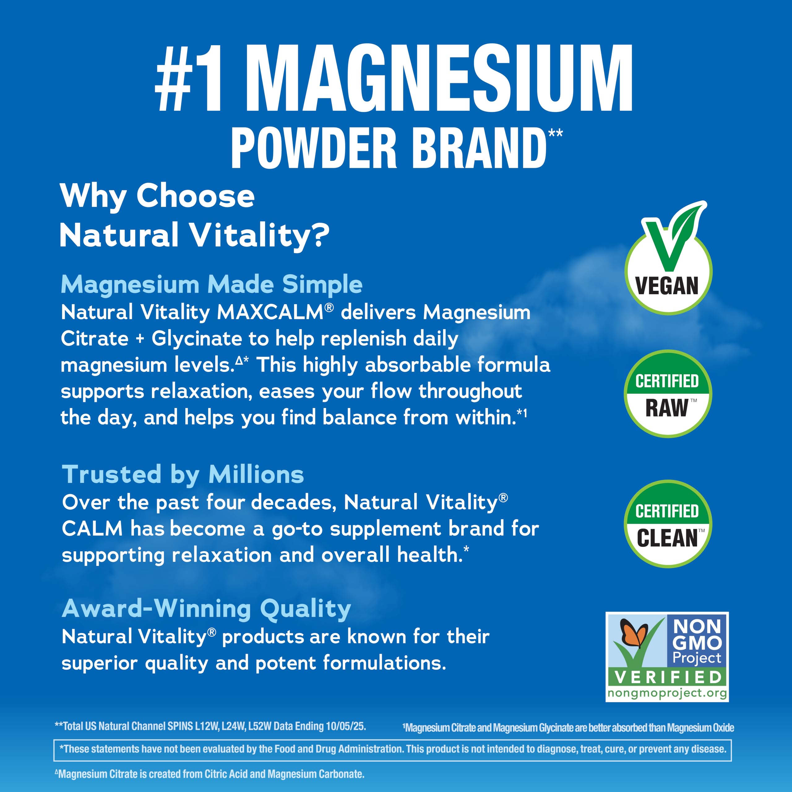 Natural Vitality detalle del polvo MaxCalm para ver textura fina y fácil disolución