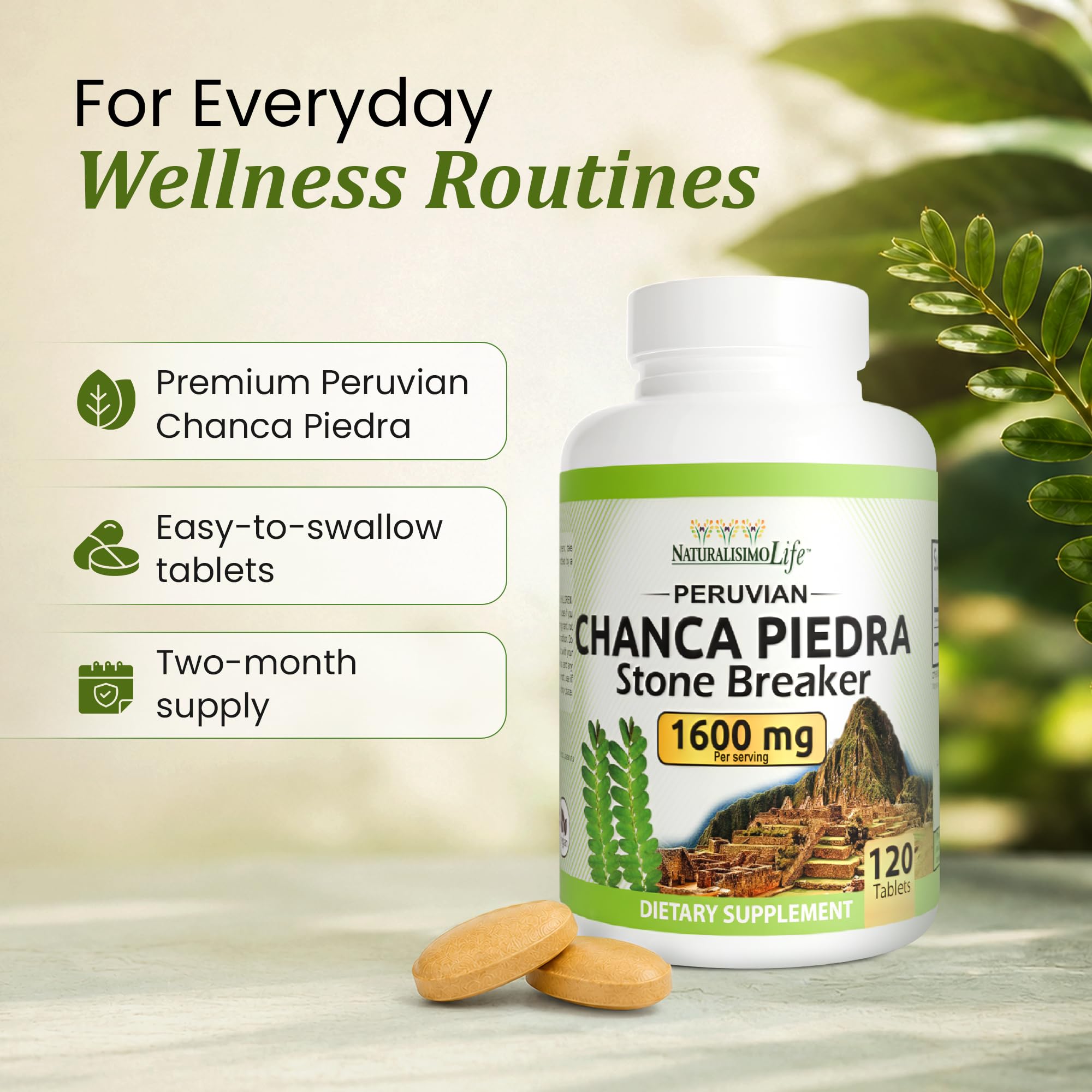 NaturalisimoLife hojas de chanca piedra que ilustran origen peruano del ingrediente
