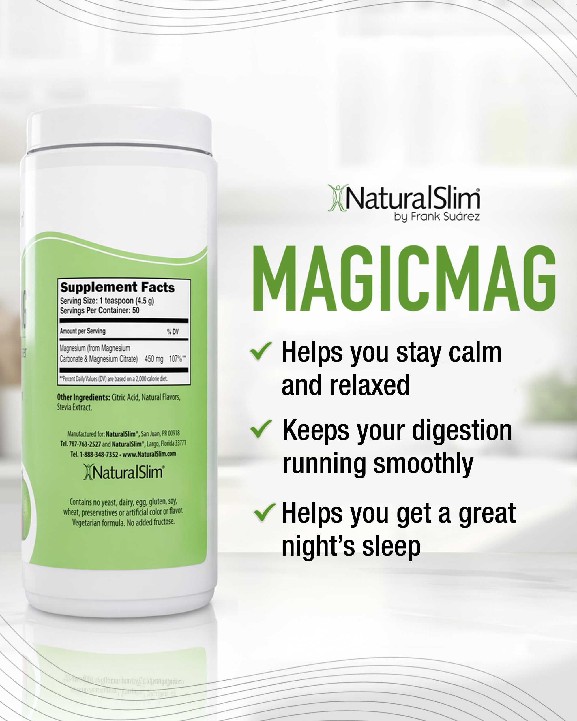 NaturalSlim vaso con polvo disolviéndose, bebida refrescante y cómoda