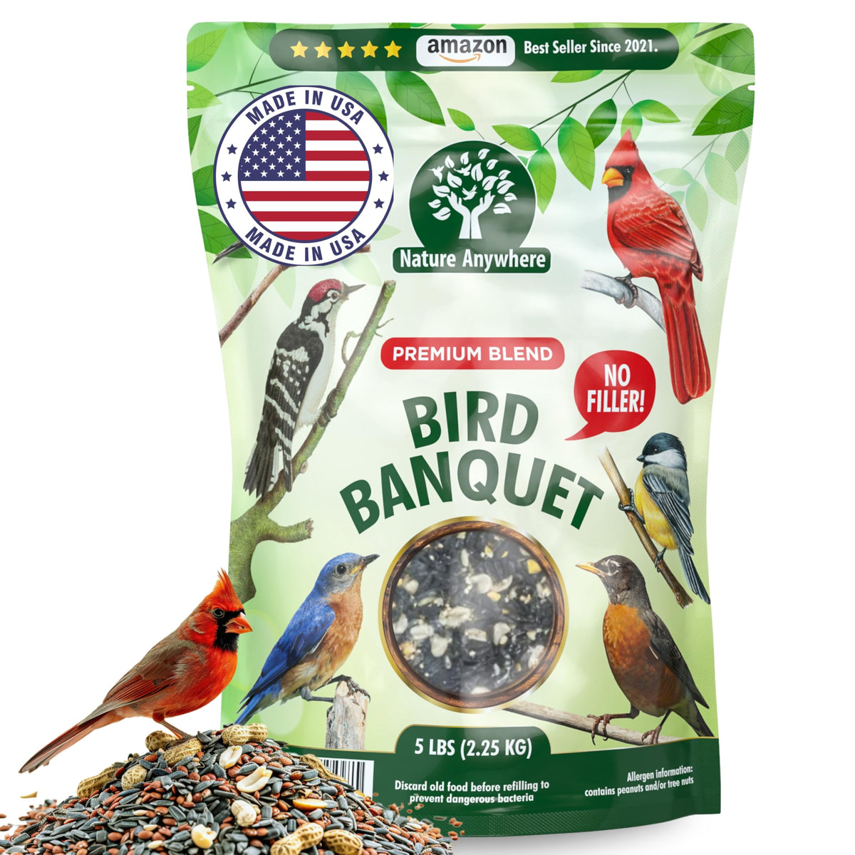 Nature Anywhere front package showing brand and blend attracts birds