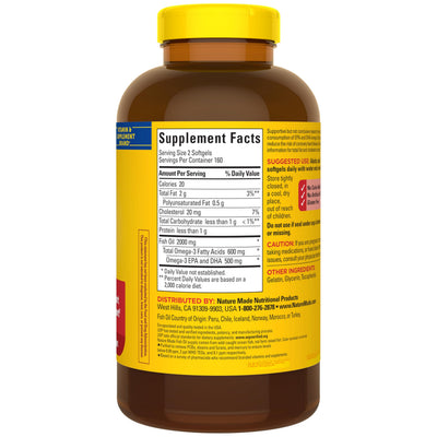 Nature Made fish oil bottle on kitchen counter illustrating everyday supplement routine