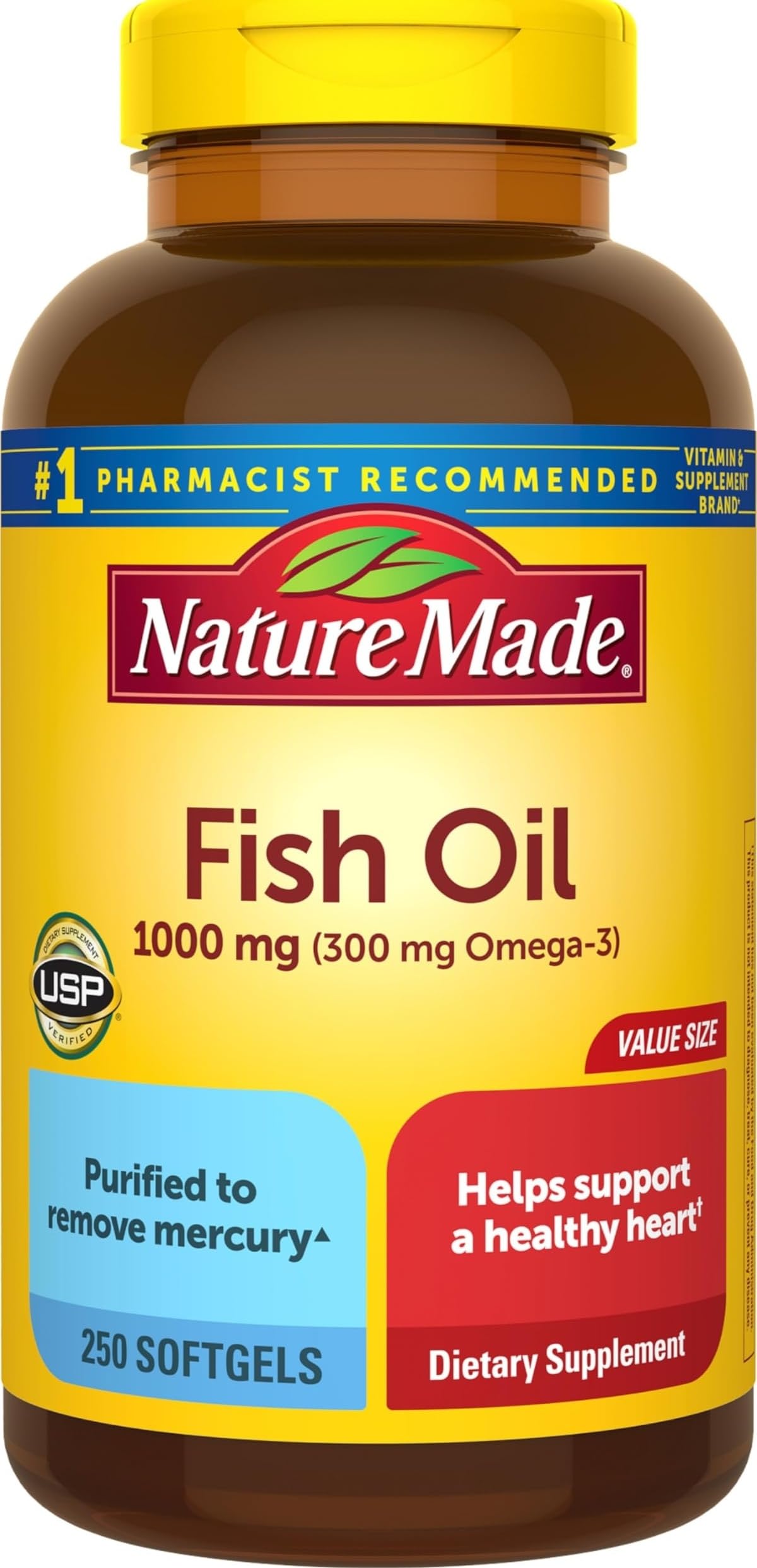 Nature Made frasco de 250 cápsulas, suministro prolongado y cómodo