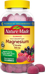 Nature Made front packaging showing bottle and mixed berry gummies, clear product presentation