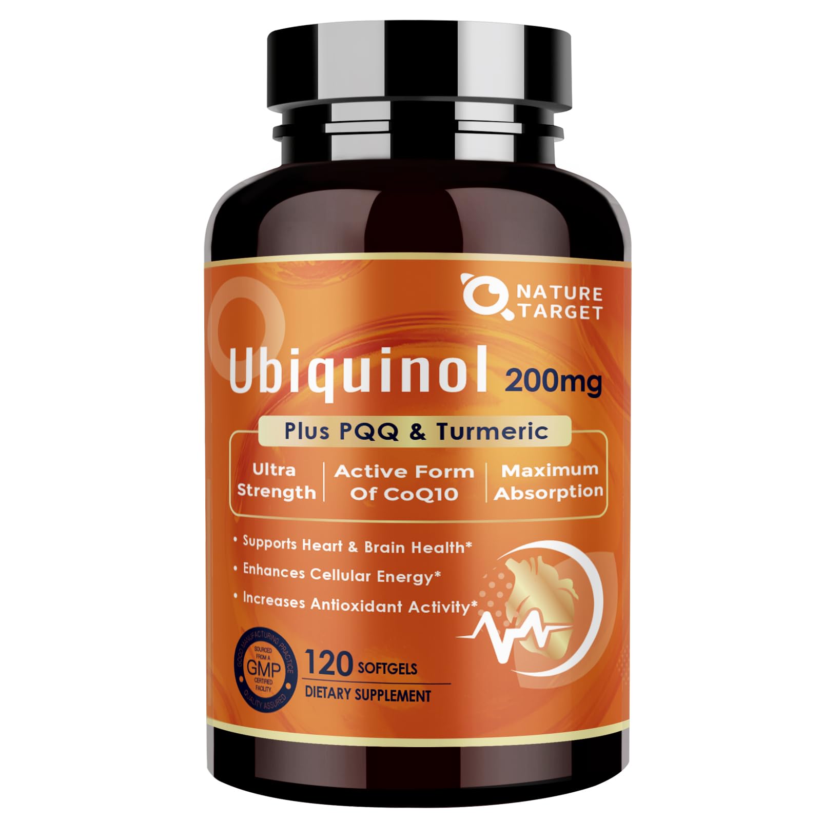 NATURE TARGET bote frontal mostrando 120 cápsulas y beneficio de alta absorción