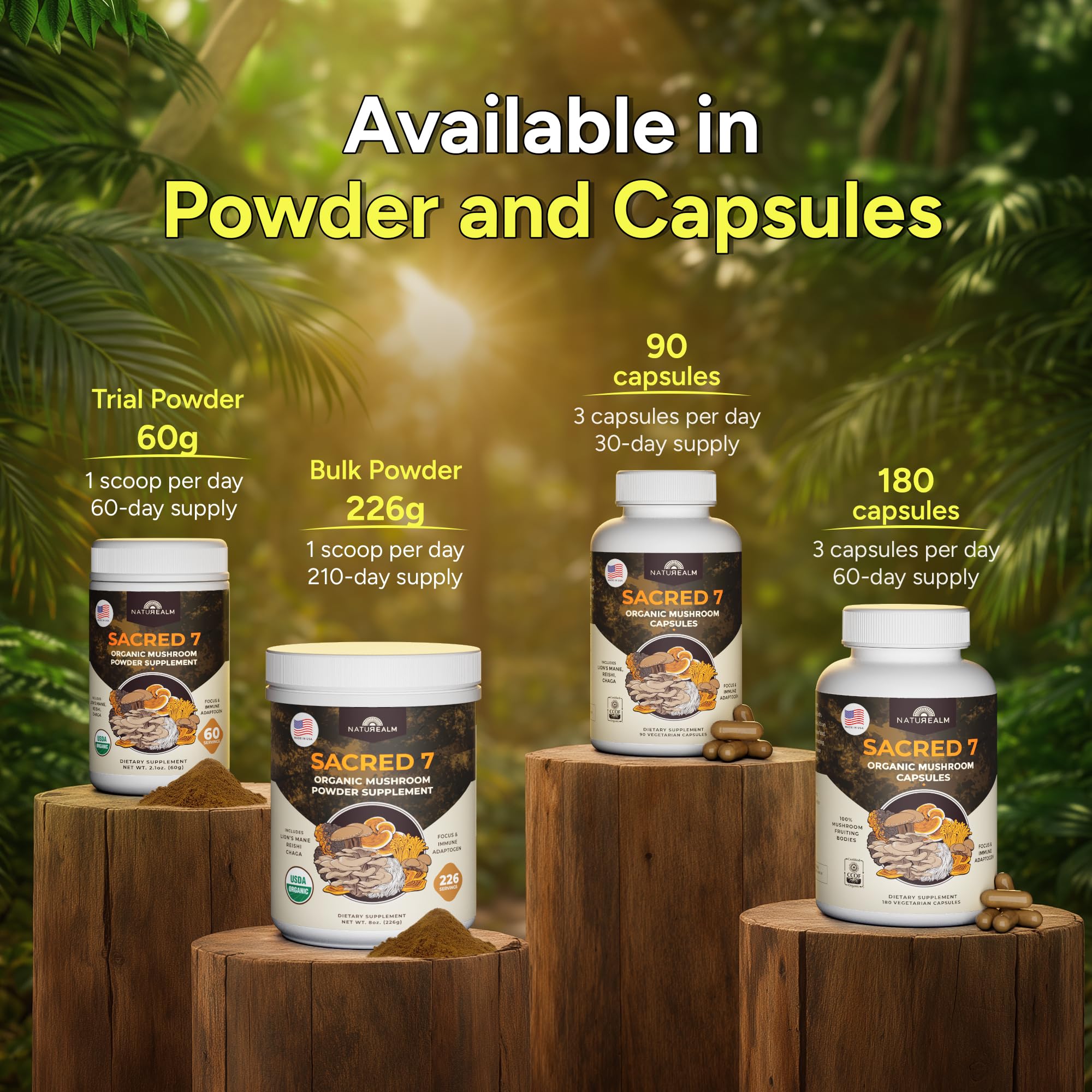 Naturealm Sacred 7 jar on breakfast table showing daily routine convenience benefit
