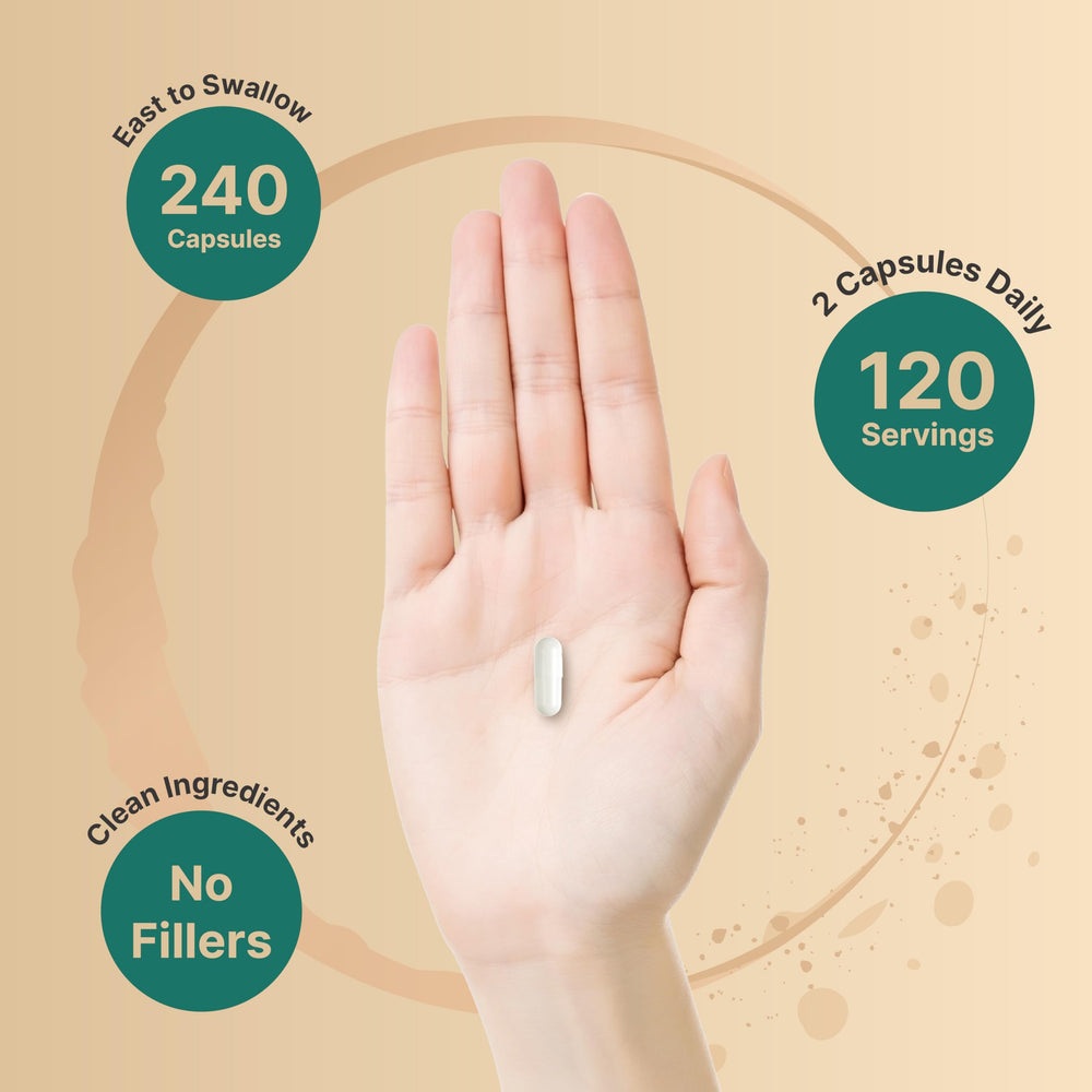NatureBell cápsulas dispersas sobre fondo blanco evidenciando apariencia y pureza