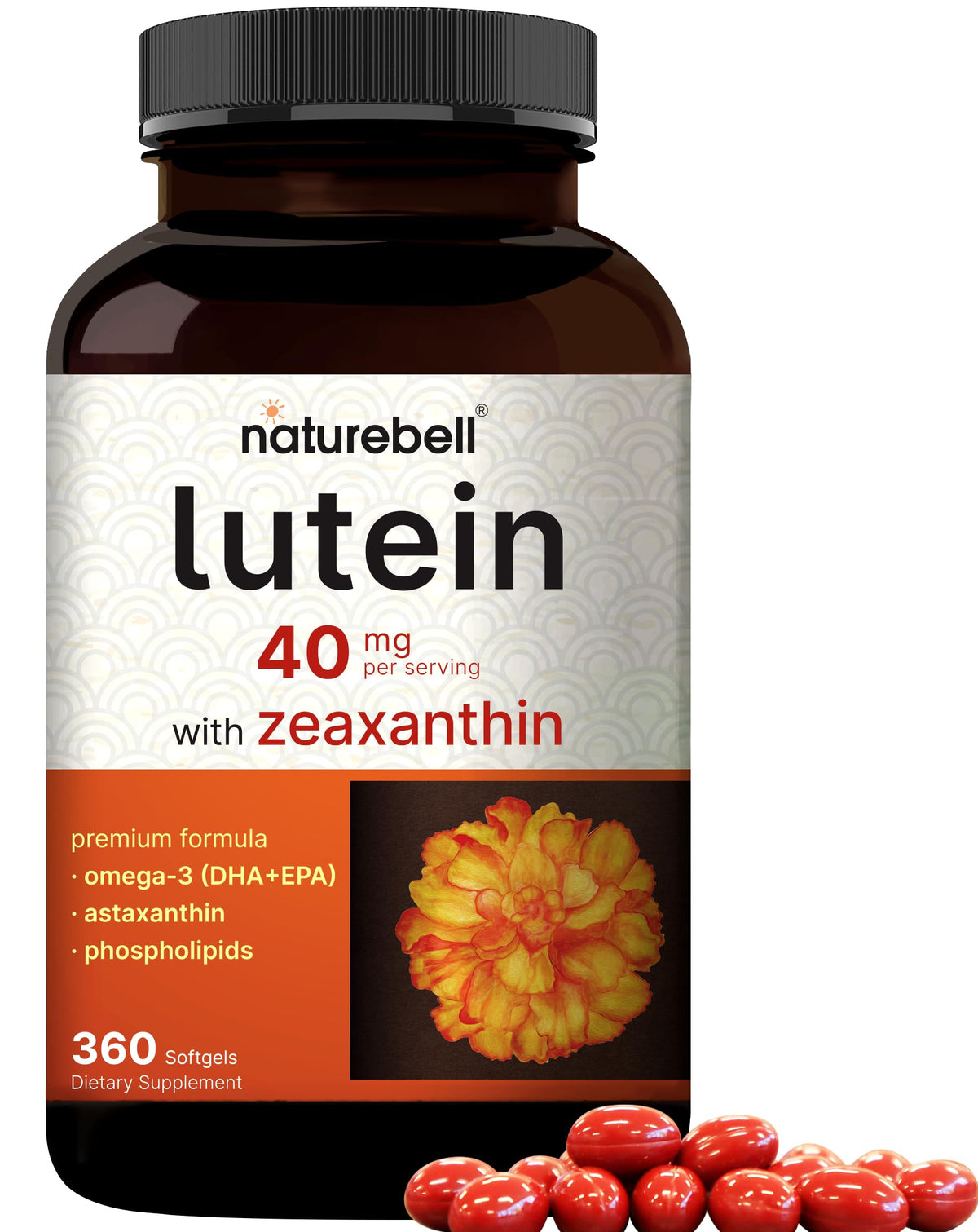 NatureBell vista frontal del envase mostrando 360 softgels y beneficios