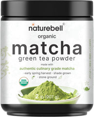NatureBell paquete frontal del matcha orgánico, presentación a granel práctica