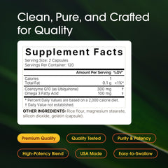 NatureBell etiqueta frontal con información de CoQ10 y omega-3 visible