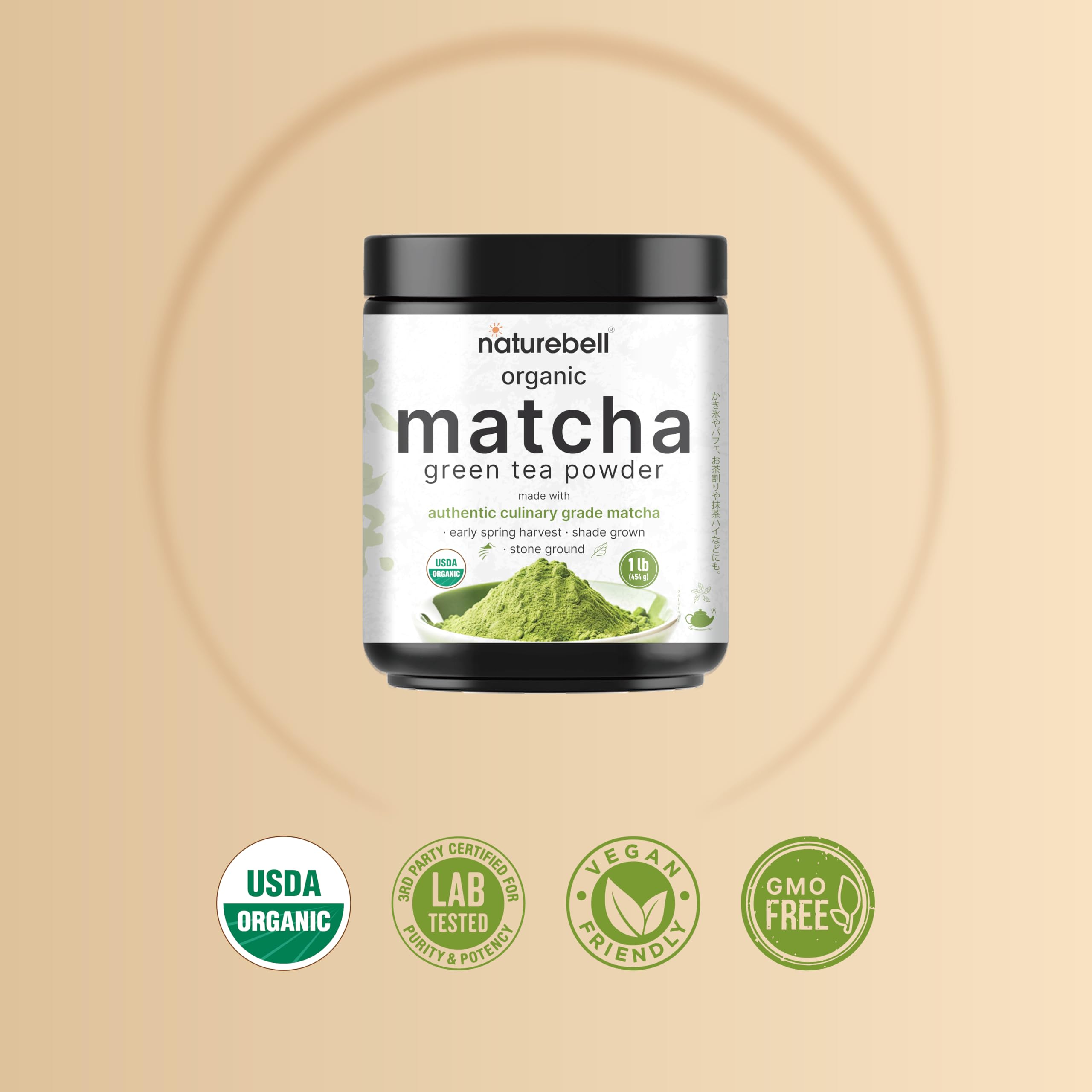 NatureBell matcha latte preparado en taza, sabor cremoso en casa