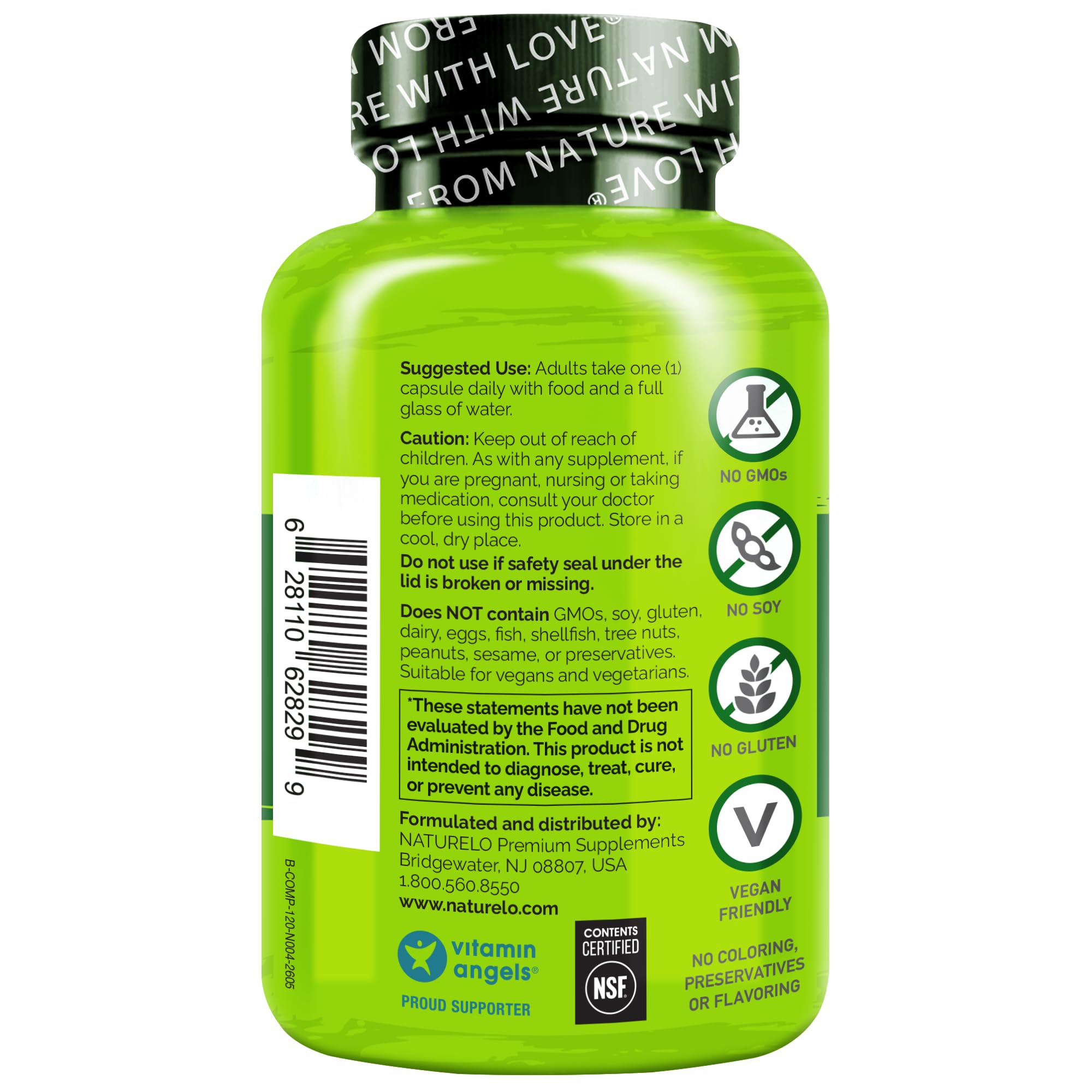 NATURELO cápsula abierta mostrando polvo fino y biodisponibilidad