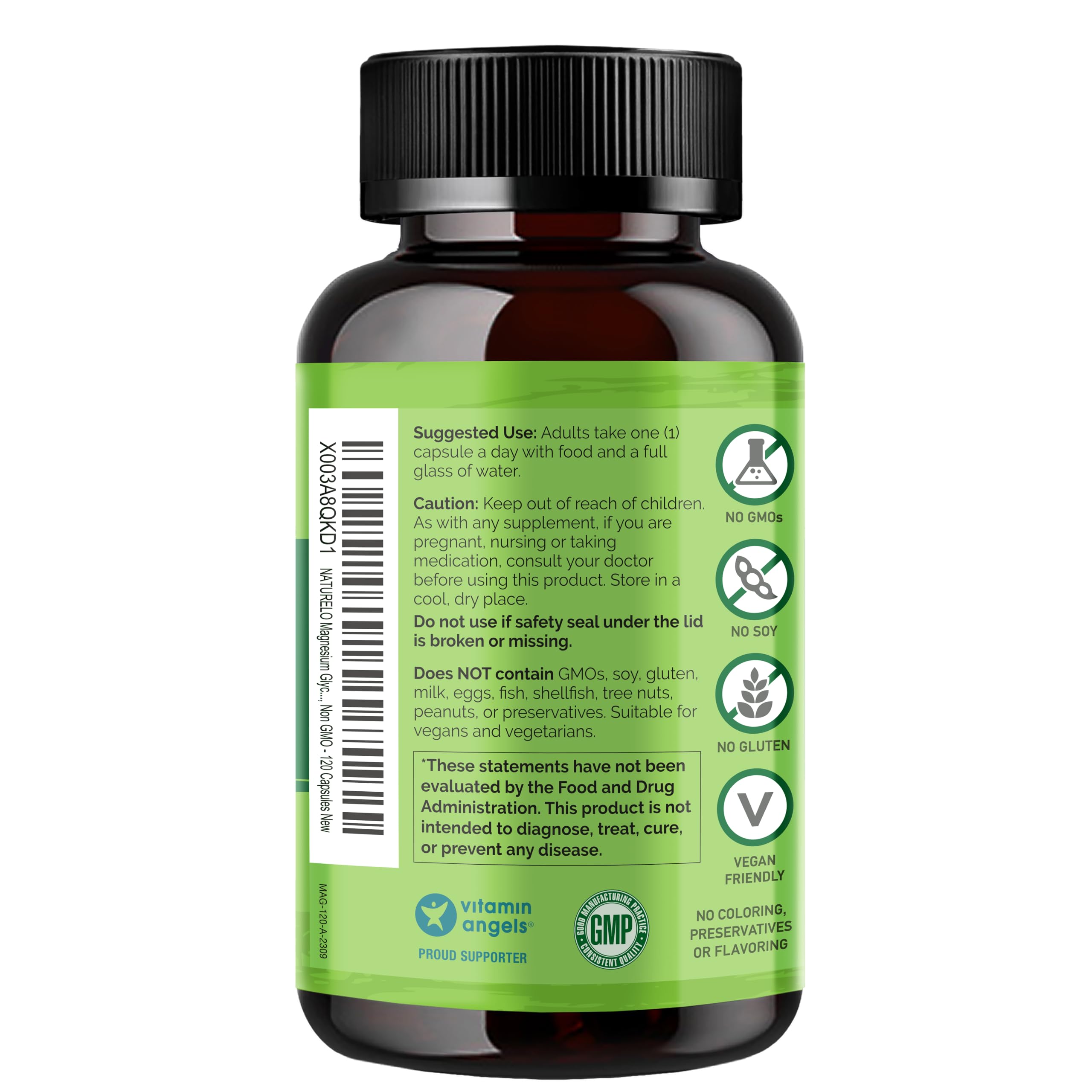 NATURELO cápsula cerca de alimentos saludables, sugiere integración dietaria